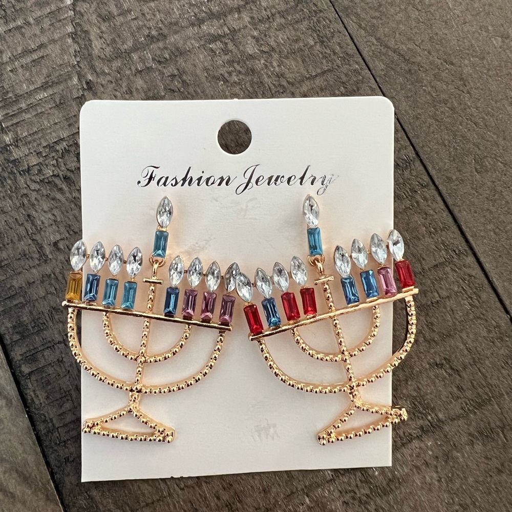 Hanukkah Menorah Statement Holiday Earrings